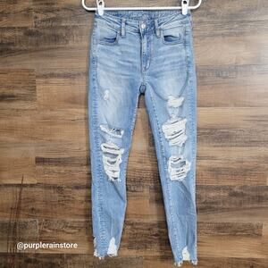 American Eagle Jeans 2 R Jegging Hi Rise Super Stretch Medium Light Wash